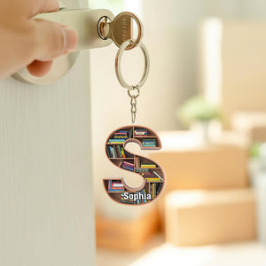 Personalized Gifts For Book Lover Keychain Alphabet Bookshelf - Keychains - GoDuckee