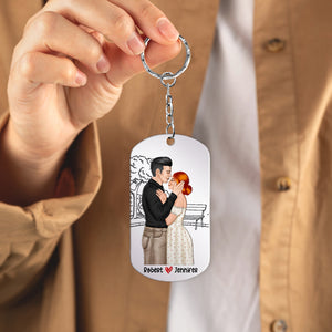 Romantic Couple, My Whole World Is In That Car, Personalized Stainless Steel Keychain, Gifts For Couple - Keychains - GoDuckee