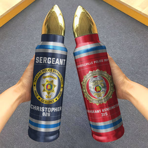 Police Bullet Tumbler With Department Logo - Custom Police Station Patches Gifts For Police With Name, Number Tag 01qhqn121224 - Tumbler Cup - GoDuckee