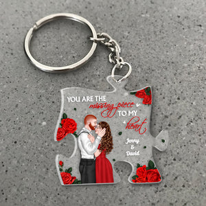 You're The Missing Piece To My Heart, Couple Gift, Personalized Keychain, Couple Puzzle Keychain - Keychains - GoDuckee