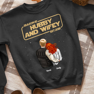 Hubby And Wifey, Gift For Couple, Personalized Shirt, Married Couple Hugging Shirt, Anniversary Gift 02QHHN140723HH - Shirts - GoDuckee