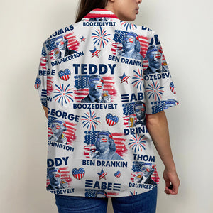 Drunker Happier Hawaiian Shirt, Star & Stripes Hawaiian Shirt - Hawaiian Shirts - GoDuckee