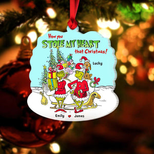How You Stole My Heart That Christmas, Couple Gift, Personalized Acrylic Ornament, Green Monster Couple Ornament, Christmas Gift 05HTHN260923 - Ornament - GoDuckee