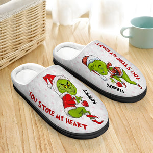 You Stole My Heart-Personalized Home Slippers-Gift For Him/ Gift For Her- Christmas Gift-06qhqn301023 - Shoes - GoDuckee