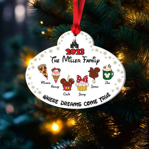 Where Dreams Come True, Gift For Family, Personalized Acrylic Ornament, Cartoon Family Snack Ornament, Christmas Gift 02NAHN311023 - Ornament - GoDuckee