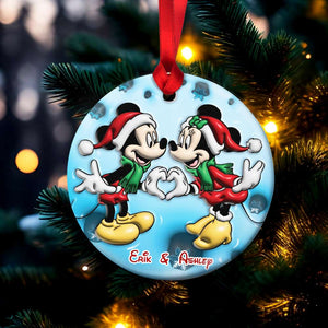 Couple Gift, Personalized Ceramic Ornament, Mouse Couple Ornament, Christmas Gift 02NAHN251023 - Ornament - GoDuckee