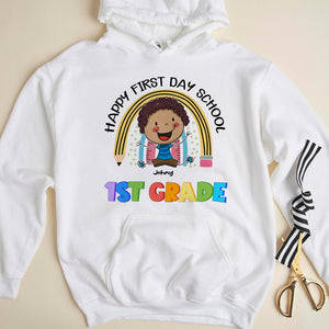 Happy First Day School, Gift For Kid, Personalized Shirt, Rainbow Kids Shirt, Summer Gift - Shirts - GoDuckee