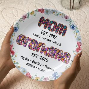 Personalized Gifts For Mom Ceramic Round Plate 02xqpu240325 - Ceramic Round Plate - GoDuckee