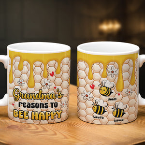 Grandma's Reasons To Bee Happy, Personalized Mug, Gifts For Grandma - Coffee Mug - GoDuckee