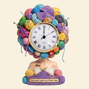 Yarn Head Girl Desk Clock - Personalized Gifts For Knitter & Crocheter 04QHTN030625 - Clock Plaques - GoDuckee