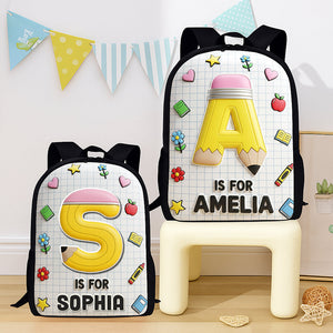 Pencil Initial Letter Alphabet School Bag - Personalized Gifts For Kids Back To School 04qhqn040825-Homacus