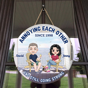 Annoying Each Other, Couple Gift, Personalized Wood Sign, Drinking Couple Wood Sign, Anniversary Gift - Wood Sign - GoDuckee