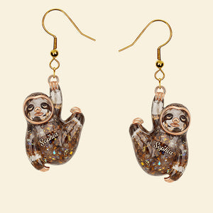 Tired Anti-social Sloth Hang In There Earrings - Personalized Gifts For Sloth Lover 06qhqn240625 - Earrings - GoDuckee