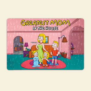 Greatest Cartoon Mom Jigsaw Puzzle - Personalized Gifts For Mom 04TOPU080425PA - Jigsaw Puzzles - GoDuckee