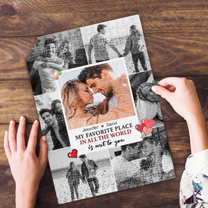 Personlized Gift For Couple Jigsaw Puzzle My Favorite Place In All The World - Wood Sign - GoDuckee