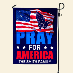 Personalized Gifts For Family Garden Flag Pray For America Flag 04ACDT170724 - Garden Flag - GoDuckee