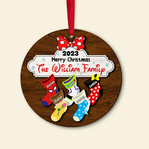 Merry Christmas, Gift For Family, Personalized 2 Layer Wood Ornament, Cartoon Socks Ornament, Christmas Gift 06NATN281023 - Ornament - GoDuckee