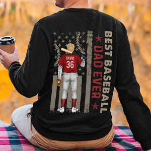 Best Baseball Dad Ever Personalized Shirt, American Flag Pattern Shirt, Birthday Gift, Father's Day Gift For Baseball Lovers - Shirts - GoDuckee