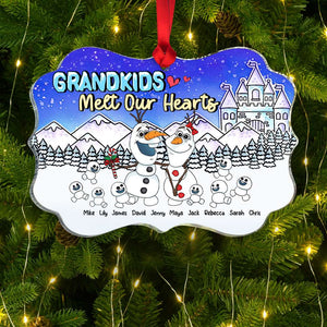 Grandkids Melt My Heart, Gift For Family, Personalized Acrylic Ornament, Snowman Grandkids Ornament, Christmas Gift 02HUHN260923HA - Ornament - GoDuckee