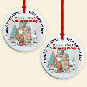 Happily Tangling With Each Other And Still Going Strong, Personalized Ornament For Old Couples, Couple Gift - Ornament - GoDuckee