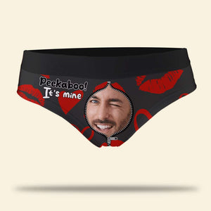 Peekaboo ! It's Mine, Personalized Couple Boxer Briefs, Gifts For Him Gifts For Her - Boxer Briefs - GoDuckee