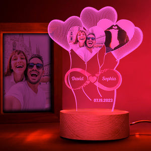 Anniversary Gifts For Couple, Personalized Led Night Light Wood Base, Valentine's Day Gifts - Led Night Light - GoDuckee
