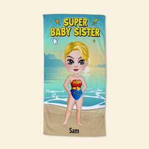 Super Baby Sister Personalized Beach Towel 03OHTN190723PA - Beach Towel - GoDuckee