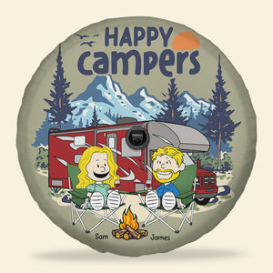 Personalized Gifts For Camping Couple Tire Cover Happy Campers Couple 05qhtn160125pa - Tire Covers - GoDuckee