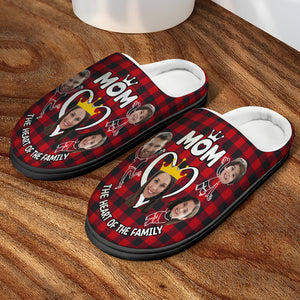Mom - The Heart of The Family, Custom Family Face Home Slippers, Gift For Mom, Mother's Day Gifts - Shoes - GoDuckee