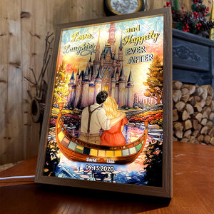 Love And Laughter Happily Ever After, Couple Gift, Personalized Light Picture Frame, Couple Hugging Suncatcher Light Frame 01HUHN190823TM - Poster & Canvas - GoDuckee