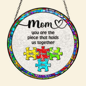 Personalized Gifts For Mom Stained Glass, Colorful Puzzle Pieces Mother's Day 02ACDT240325 - Ornament - GoDuckee