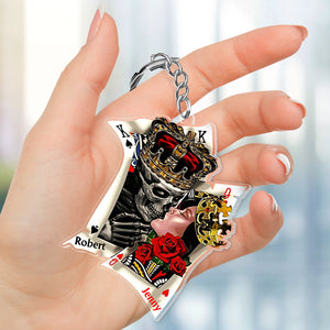 Gift For Couple, Personalized Keychain, King And Queen Skull Couple Keychain 02QHPO050723 - Keychains - GoDuckee