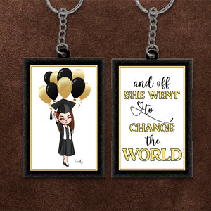 Personalized Gifts For Her Keychain She Went To Change The World - Keychains - GoDuckee