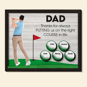 Custom Photo Gifts For Dad Wood Sign Thanks For Always Putting Us On The Right Course In Life - Wood Signs - GoDuckee