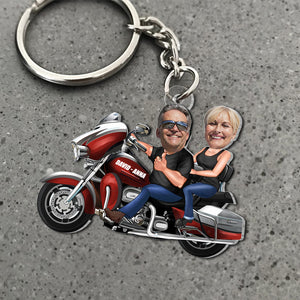 Custom Biker Couple Face Keychain, Gift For Couple, Valentine's Gift, Biker Gift - Keychains - GoDuckee