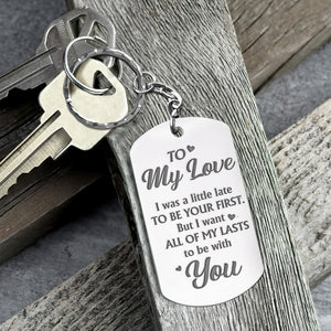 To My Love, Couple Gift, Personalized Keychain, Couple Kissing Stainless Steel Engraved Keychain - Keychains - GoDuckee