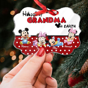 Happiest Grandma On Earth, Gift For Grandma, Personalized Acrylic Ornament, Mouse Kid Ornament, Christmas Gift 4OHHN161123 - Ornament - GoDuckee