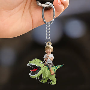 Gift For Kid, Personalized Keychain, Dinosaur Custom Image Upload Keychain - Keychains - GoDuckee