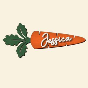 Personalized Gifts For Easter Day Wood Sign Custom Name Carrot Tag - Wood Signs - GoDuckee