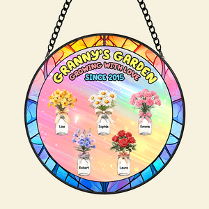 Birth Month Flower Window Hanging Stained Glass Ornament - Personalized Gift For Grandma 01KAPU260325 - Ornament - GoDuckee