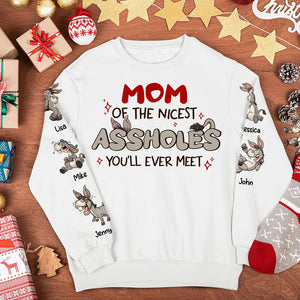 Family Of The Nicest Assholes, Family Gift, Personalized Shirt, Funny Donkey Family Shirt - AOP Products - GoDuckee