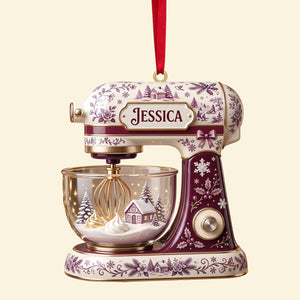 Baking Mixer Christmas Toile de Jouy Acrylic Ornament - Personalized Gifts For Baker Christmas Ornament 01PGTN210826