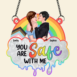 Personalized Gifts For Pride Couple Suncatcher Ornament 05QHPU200624TM, LGBT+ Ally Decor - Ornament - GoDuckee