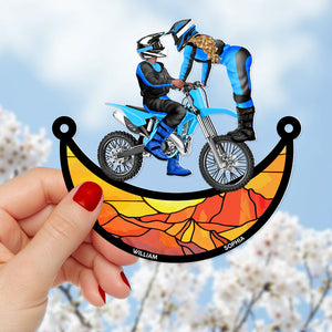 Personalized Gifts For Motocross Couple Suncatcher Ornament 04acdt100724pa - Ornament - GoDuckee