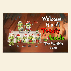 It's All Toasty Inside, Personalized Green Monster Family Door Mat GO1DOR-01HTTN051023, Christmas Gift For Family - Doormat - GoDuckee