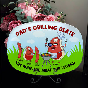 The Man The Meat The Legend, Personalized Dad Grill Resin Plate, Gift For Dad - Resin Plate - GoDuckee