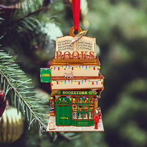 Personalized Bookstore Ornament, Christmas Acylic Ornament, Gift For Book Lover - Ornament - GoDuckee
