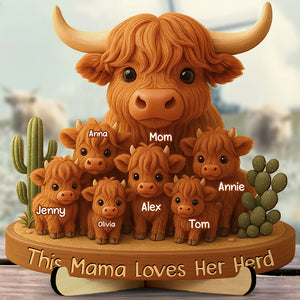 Personalized Gifts For Cow Mom Wood Sign Highland Cow Mama - Wood Sign - GoDuckee