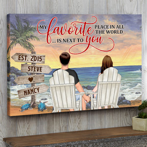 Anniversary Gift, Gift For Couple, My Favorite Place In All The World Is Next To You, Personalized Canvas Print, Couple Poster - Canvas Prints - Poster & Canvas - GoDuckee