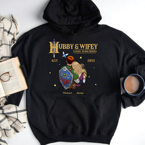 Hubby And Wifey, Gift For Couple, Personalized Shirt, Game Lover Couple Hugging Shirt, Anniversary Gift 06QHHN180723HH - Shirts - GoDuckee